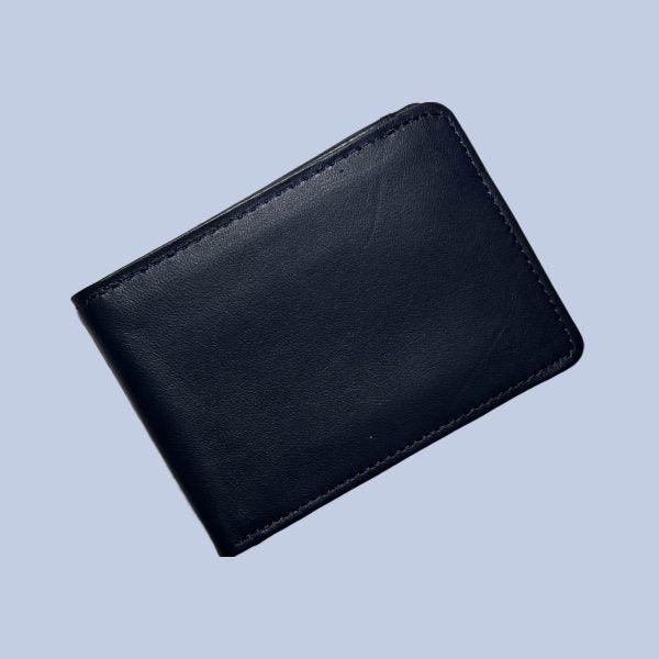 Buffalo Leather Plain Wallet Men Short Wallet Purse Small Vintage Wallets Card Holder ( Dark Blue )