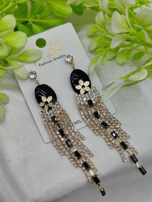 Earrings With Black And Crystal | Luxury Look Earrings | - Brand Boost HUB