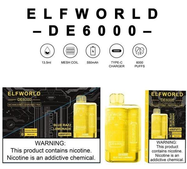 Elfworld De6000 Disposable Vape Pod Device – 6000 Puffs Disposable Vape For Smokers | Disposable Pod For Smoking - Brand Boost HUB