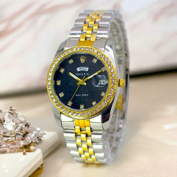 Rolex Luxury Stone With Date & Day Chain Ladies Wrist Watchin premium Quality - Brand Boost HUB