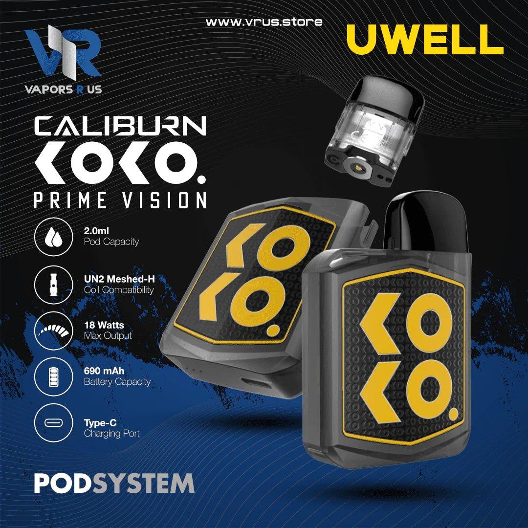 Uwell Caliburn Koko Prime Vision Pod System Kit – 18w (690mah) | Vape For Smokers | Pod For Smoking - Brand Boost HUB